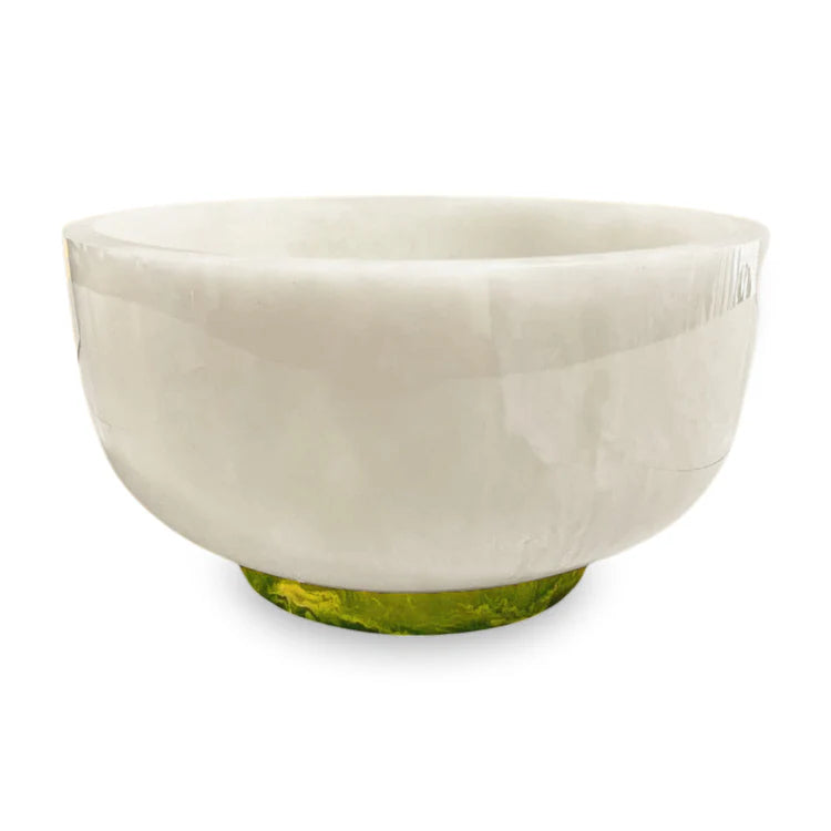 RESIN Rio Large Bowl with Base - White & Green