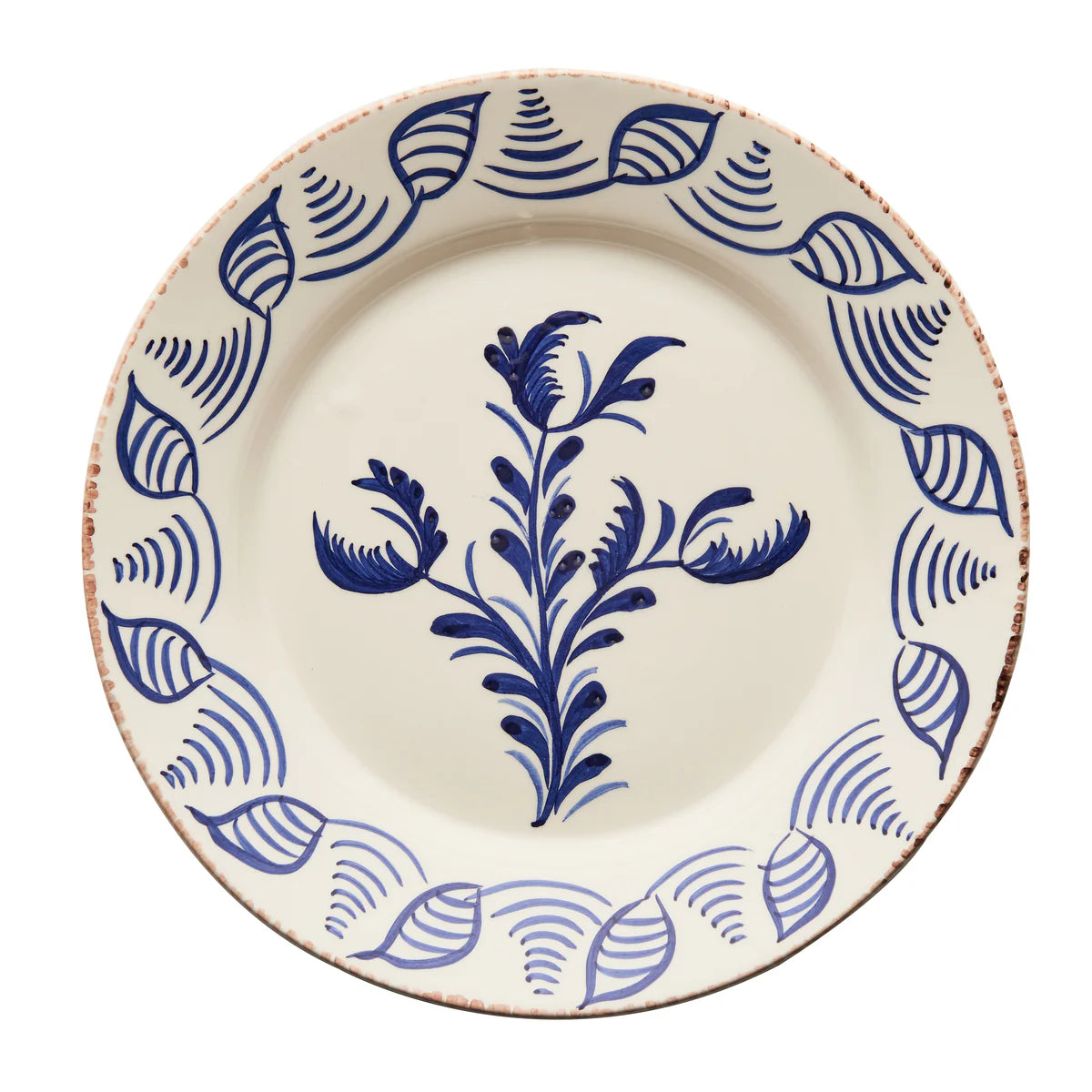 Casa Nuno Blue & White Dinner Plate, 3 Flowers/Shells