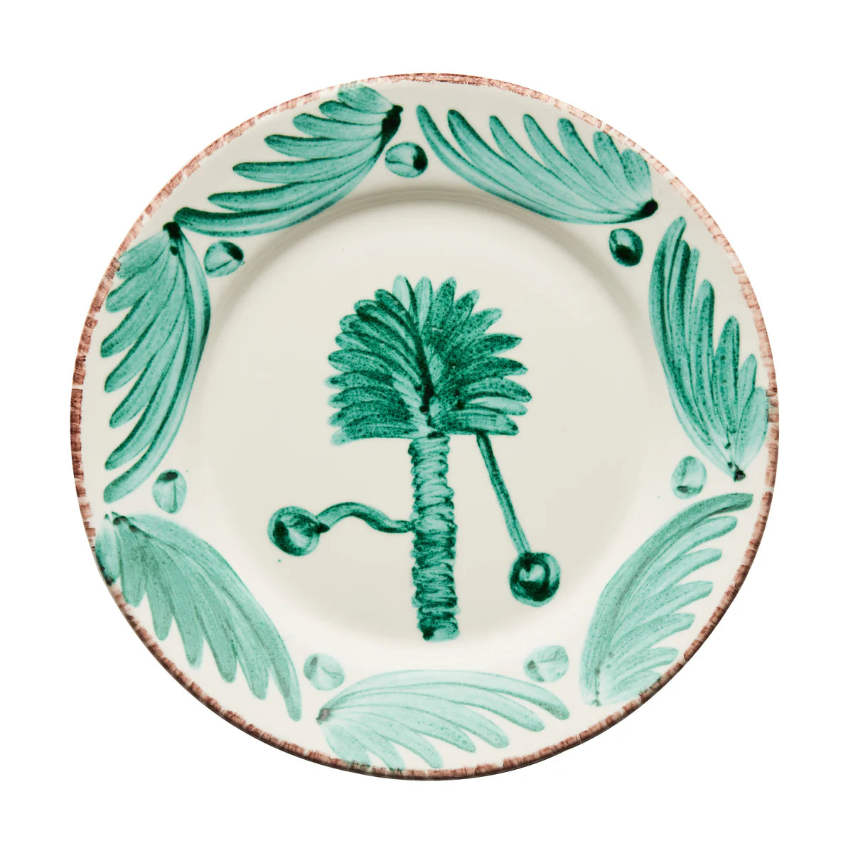 Casa Nuno Green & White Dinner Plate, Palm