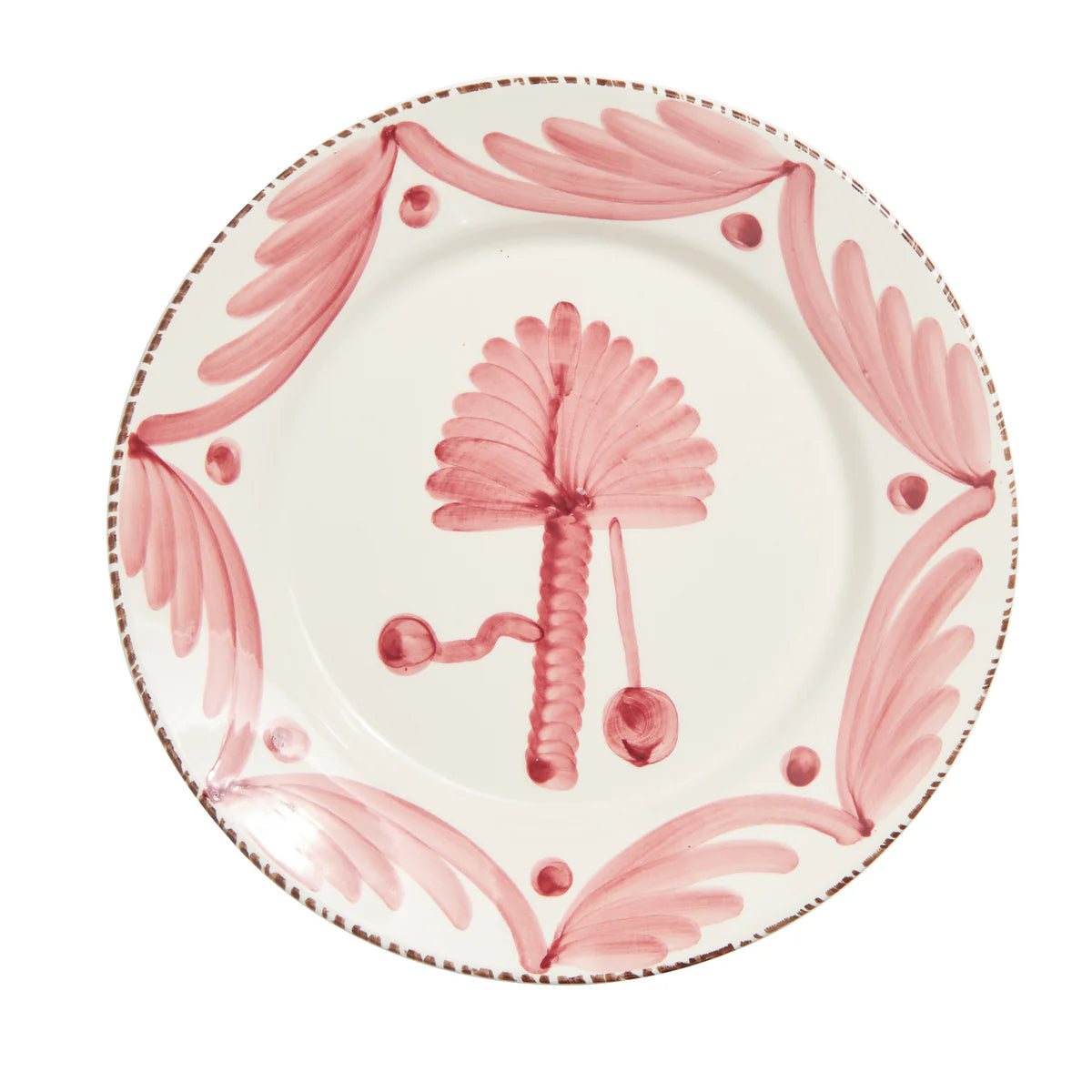 Casa Nuno Pink & White Dinner Plate, Palm