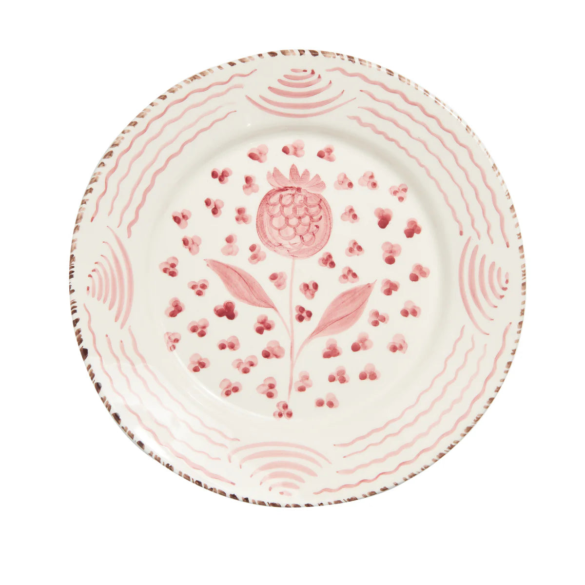 Casa Nuno Pink & White Dinner Plate, Pomegranate/Waves