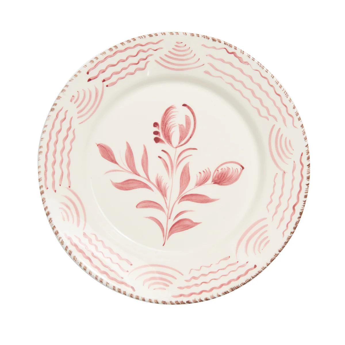 Casa Nuno Pink & White Dinner Plate, 2 Flowers/Waves