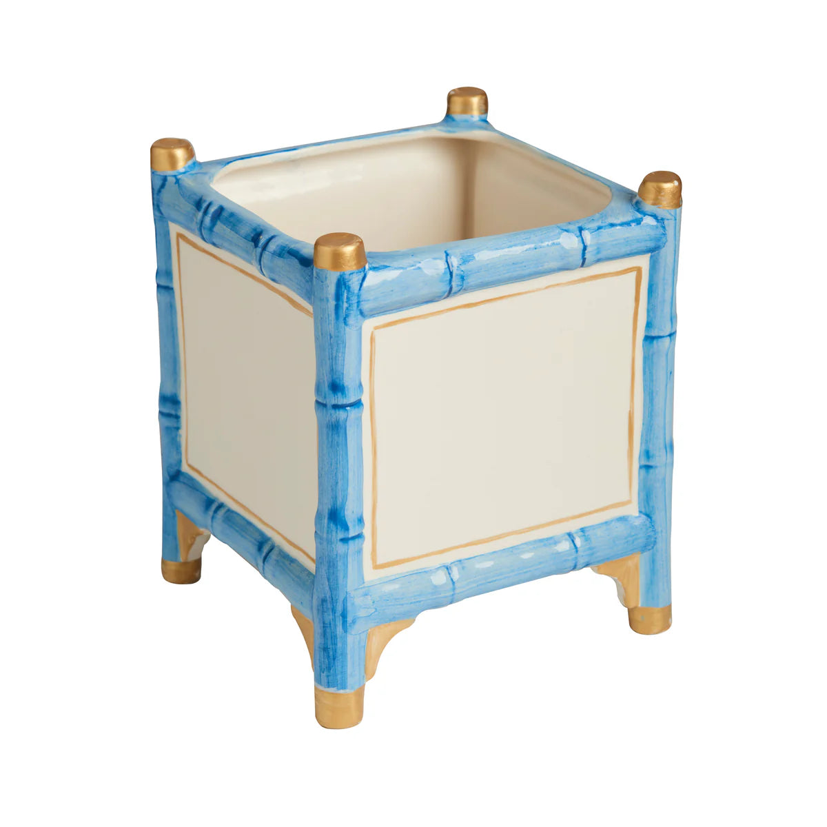 Bamboo Cachepot Blue/White | Small
