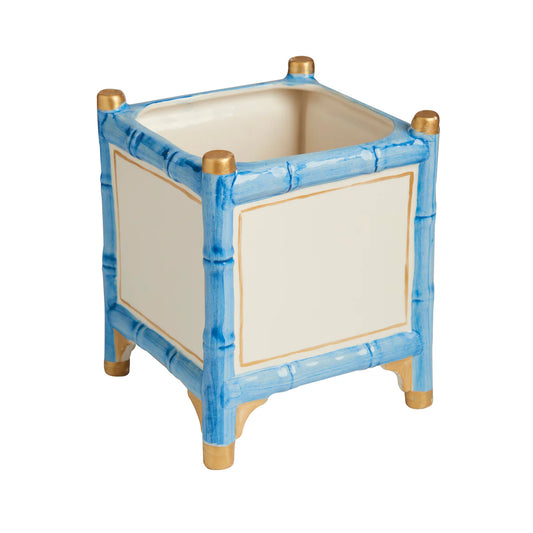 Bamboo Cachepot Blue/White | Small