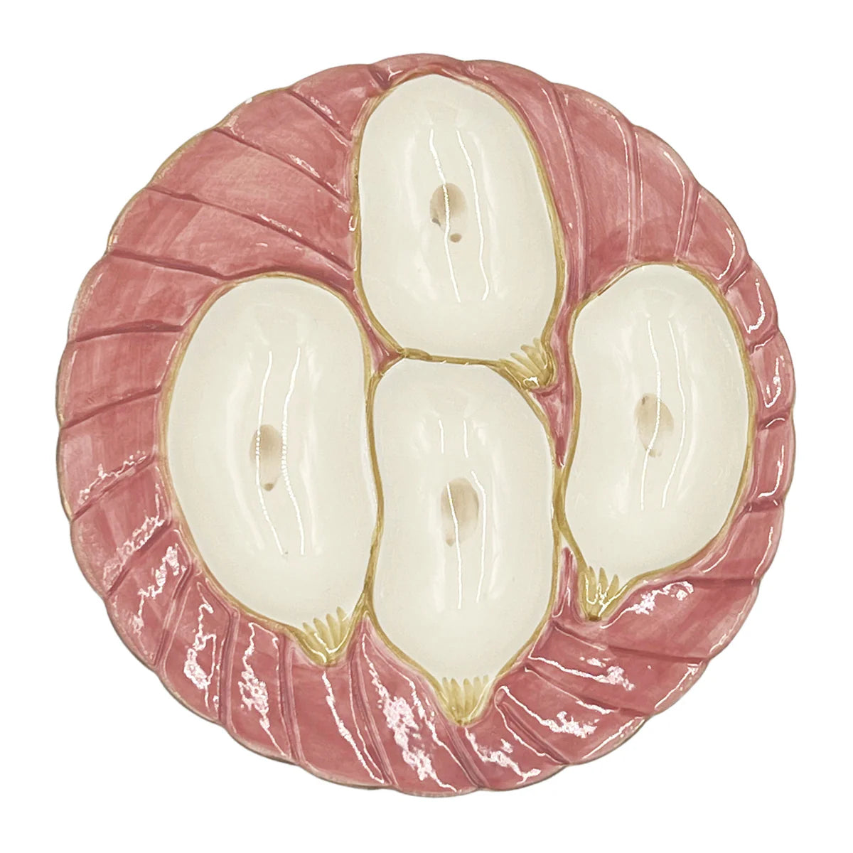Oyster Plate Pink with Gold Detailing