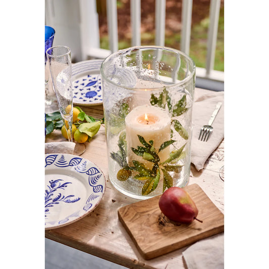 Casa Nuno Blue & White Dinner Plate, 2 Flowers/Waves