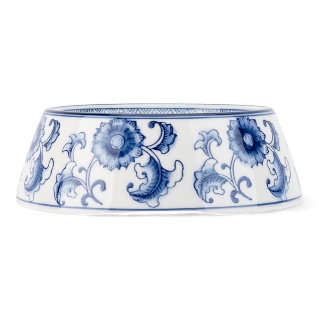 Porcelain Non-Tip Dog Bowl | Blue And White