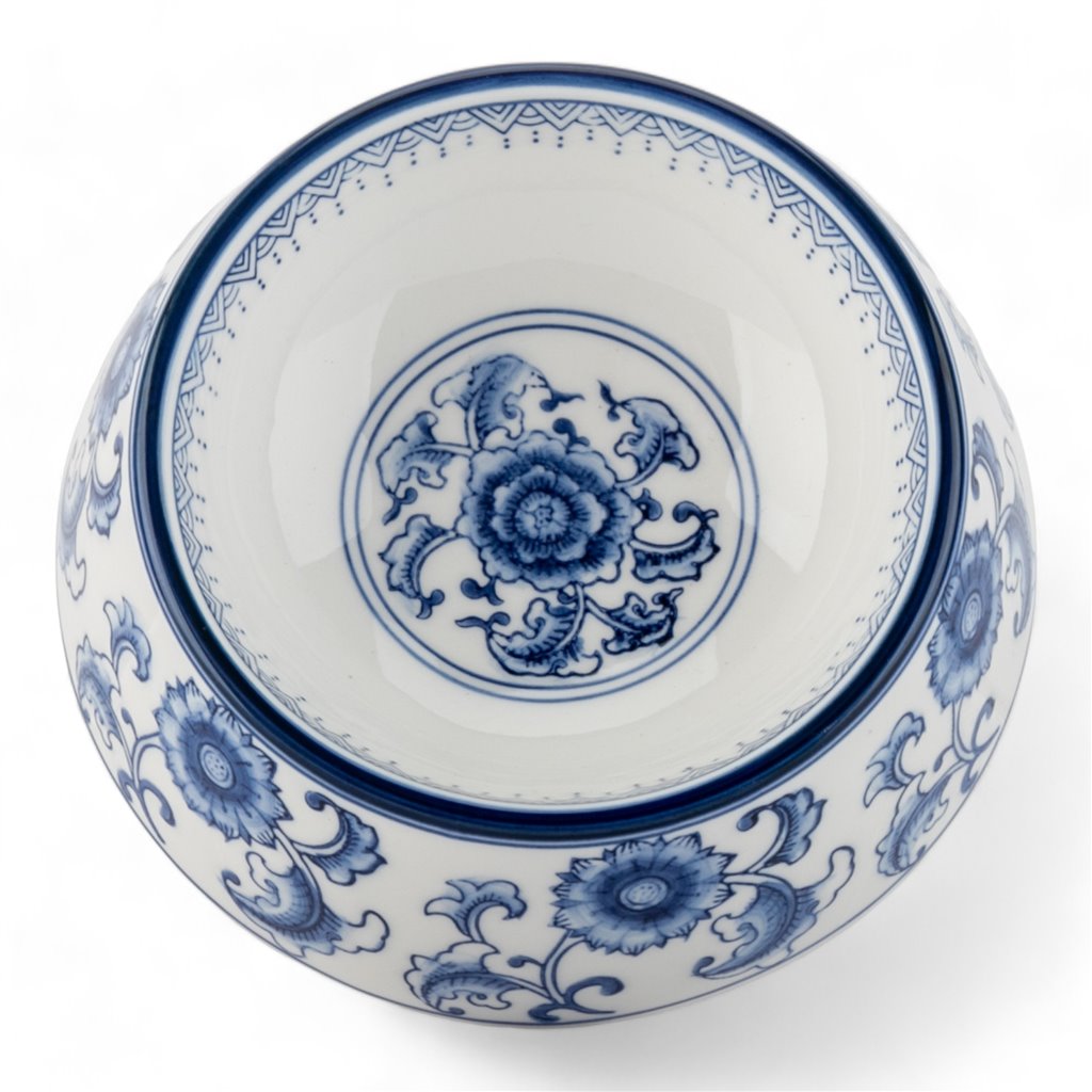 Porcelain Non-Tip Dog Bowl | Blue And White