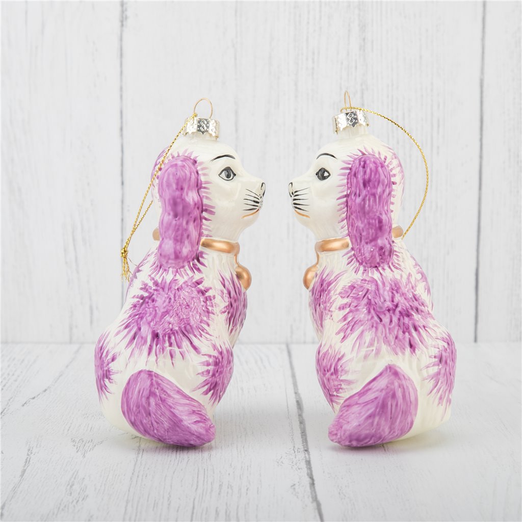 Pink Stafford Dog | Ornament Pair