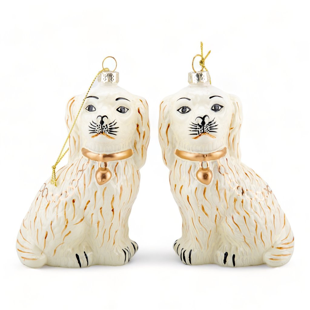 Cream Stafford Dog | Ornament Pair