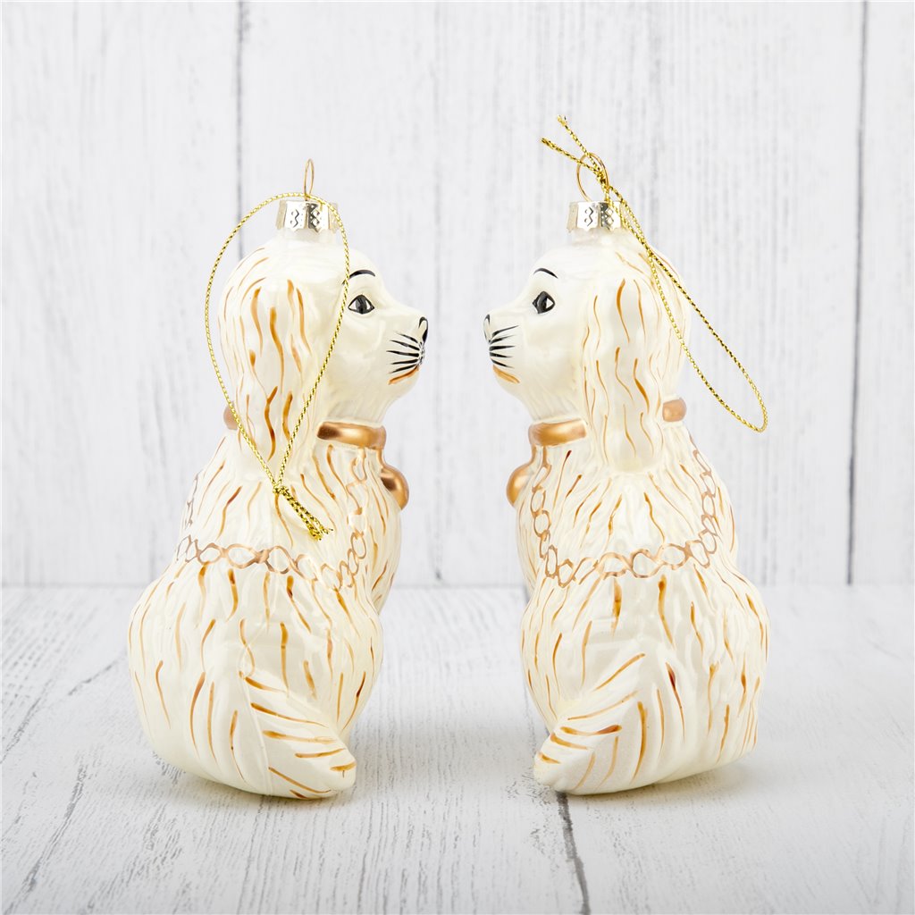 Cream Stafford Dog | Ornament Pair
