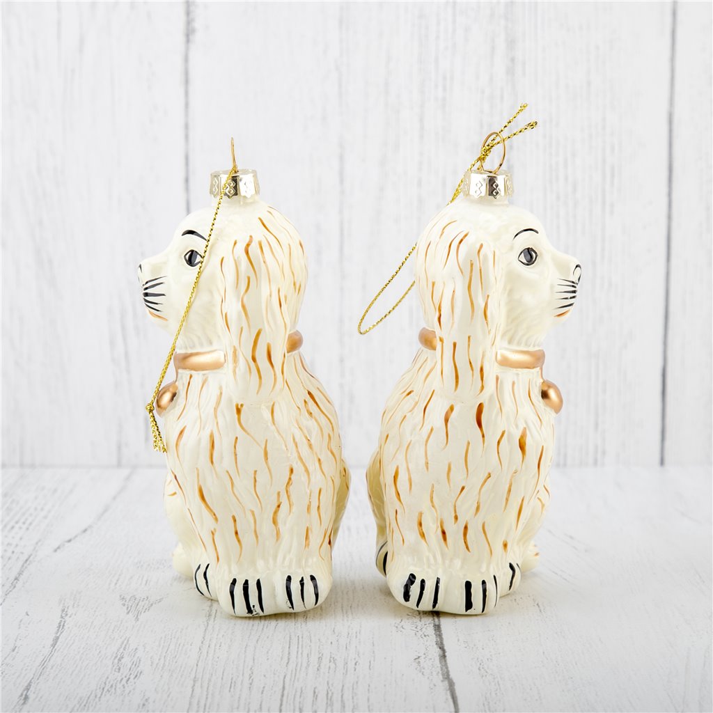 Cream Stafford Dog | Ornament Pair