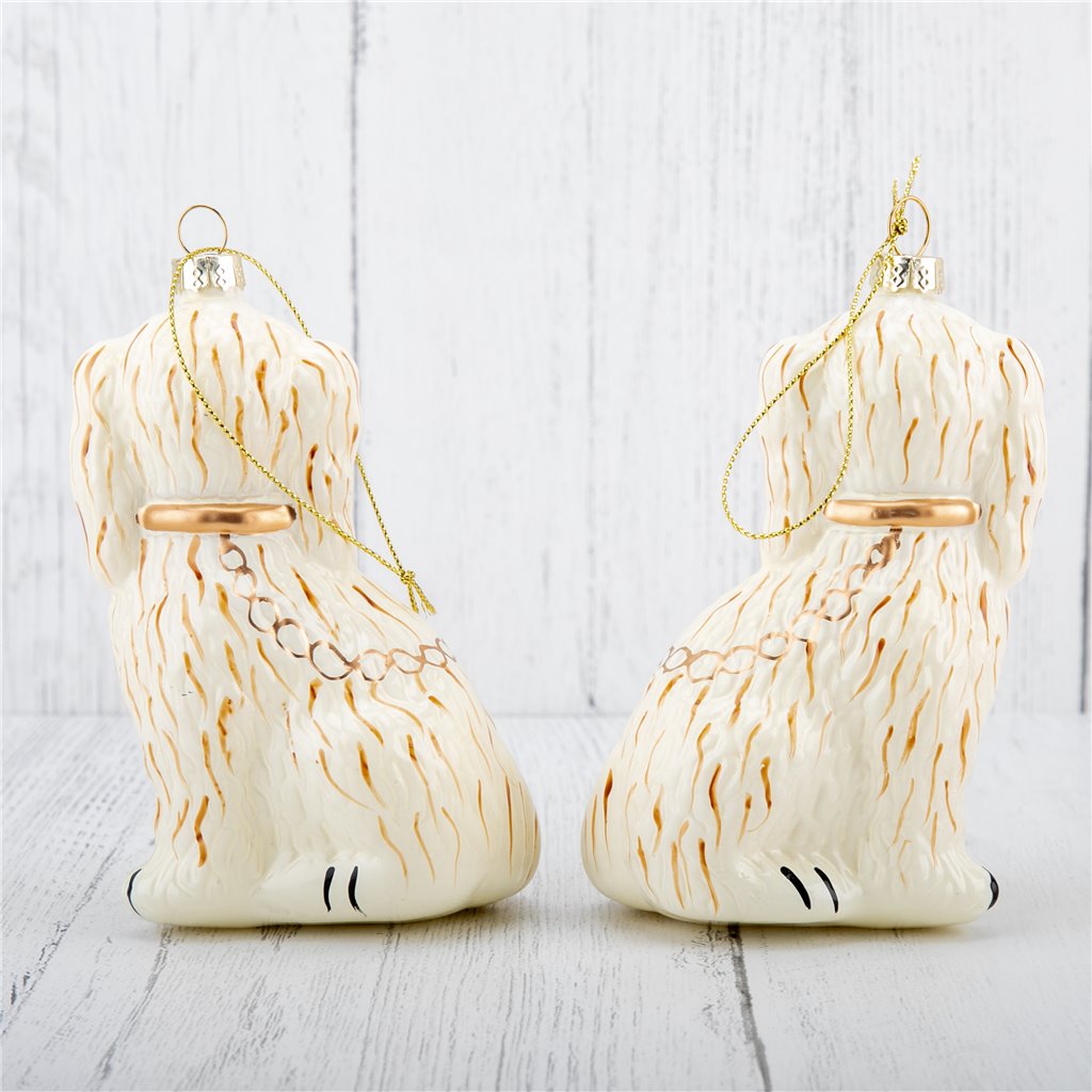 Cream Stafford Dog | Ornament Pair