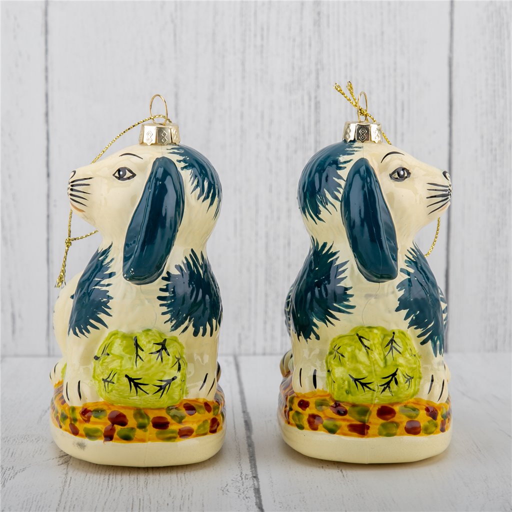 Blue Stafford Bunny | Ornament Pair