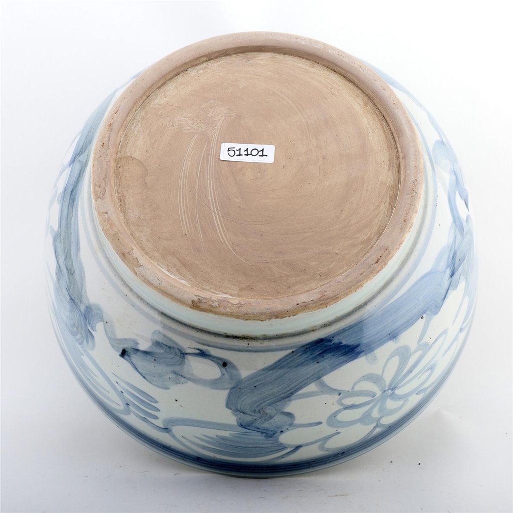 Old World Porcelain Aged Blue Floral Bo