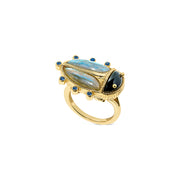 Black Agate/Blue Labradorite | Scarab Ring