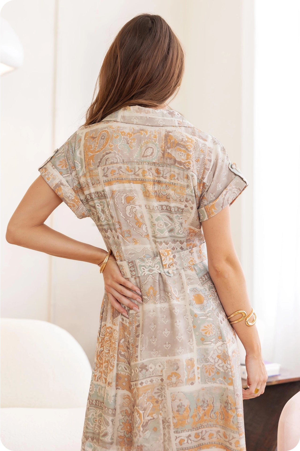 Belted Crochet Lace Shirt Midi Dress