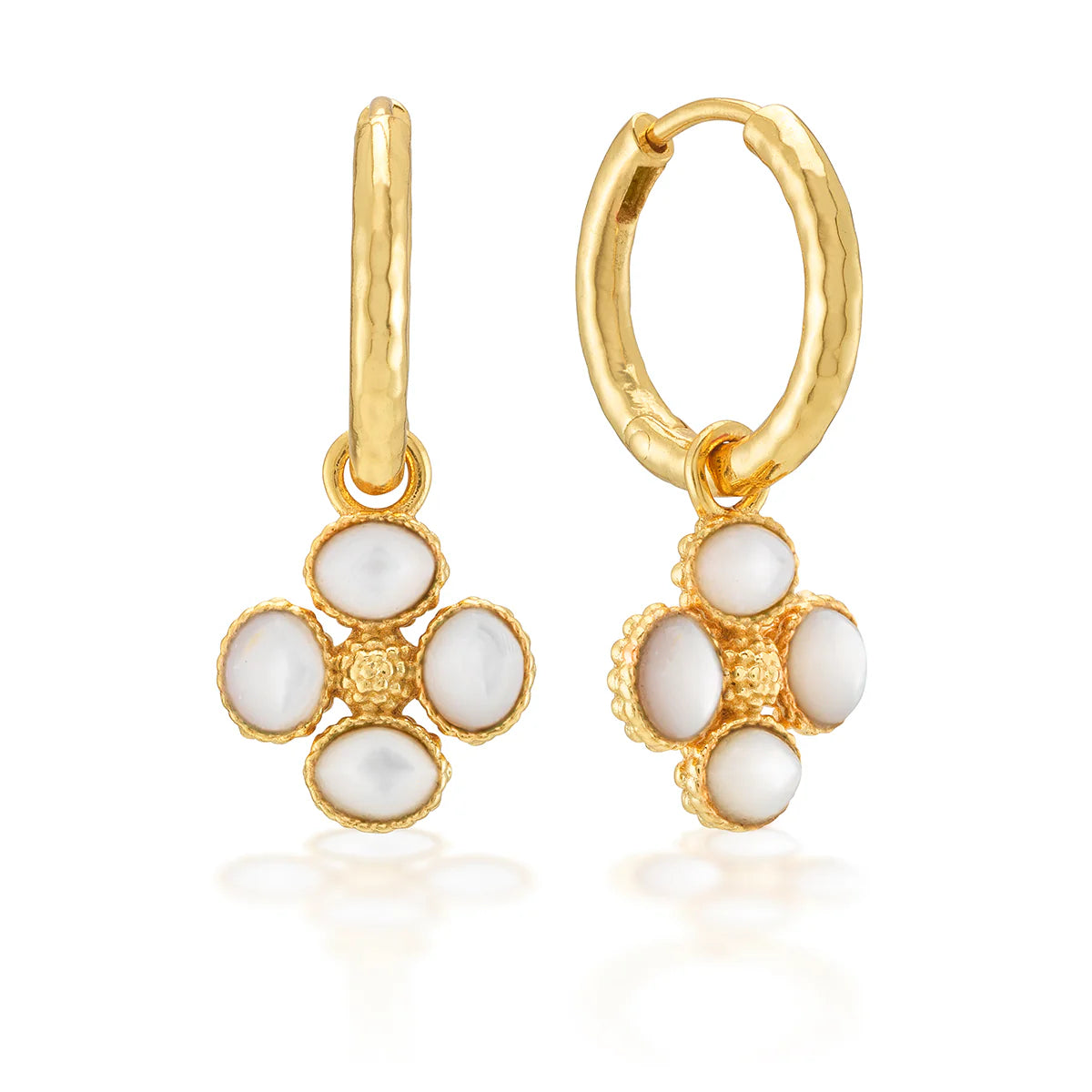 Berry Clover Hoop Earrings with Double Sided Charm - MOP ZYE20/110