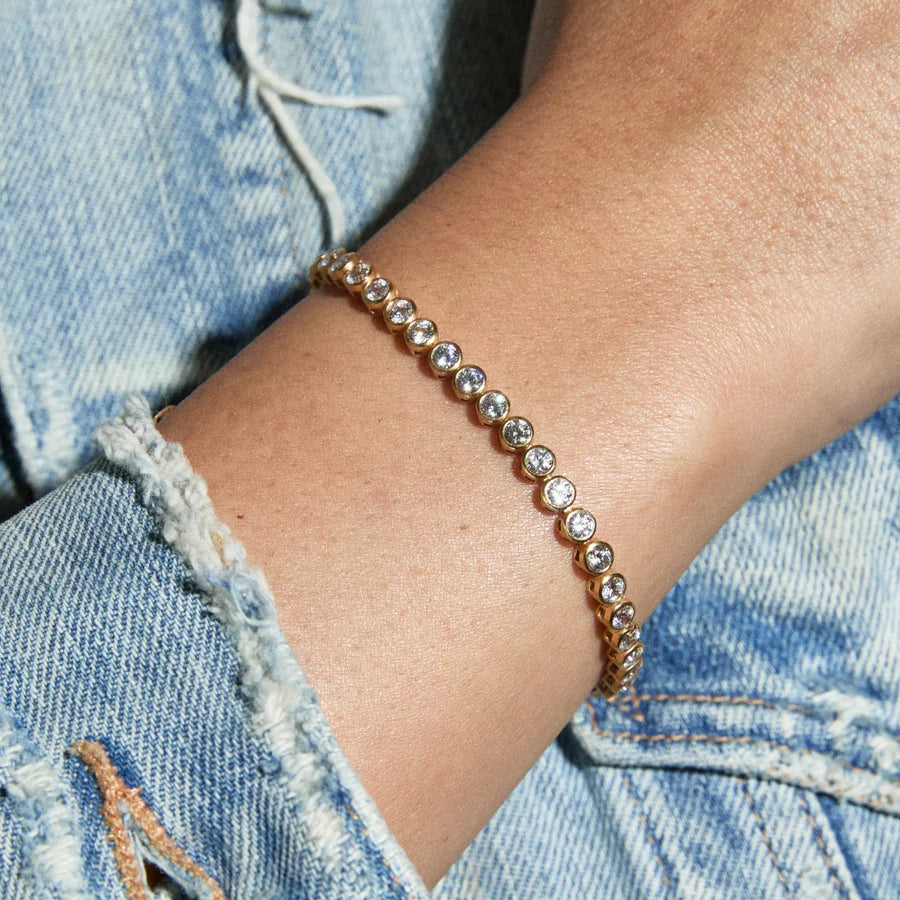 Bezel Tennis Bracelet 6.5" Length