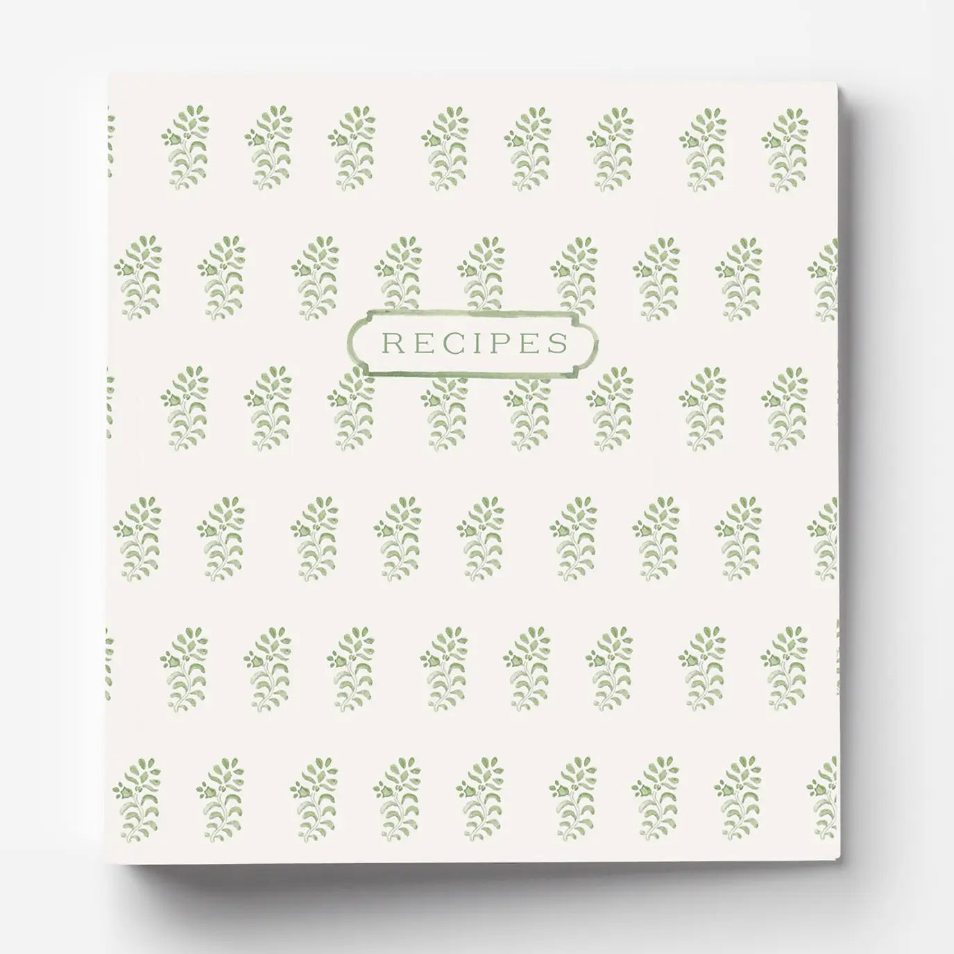 Block Print 3-Ring Recipe Binder in Green
