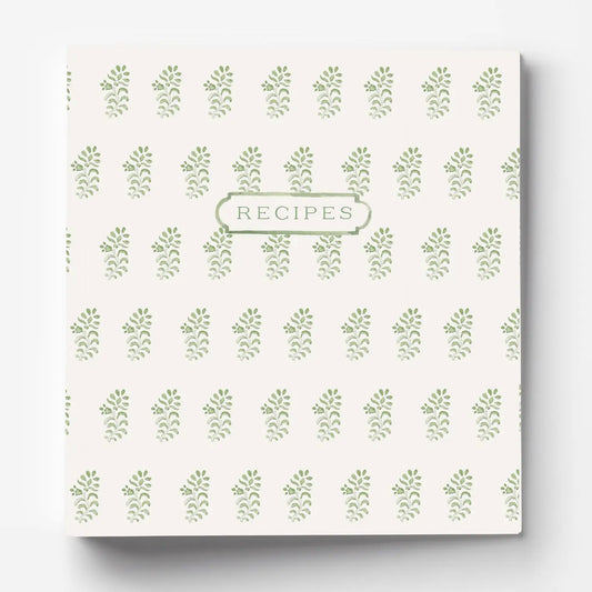 Block Print 3-Ring Recipe Binder in Green