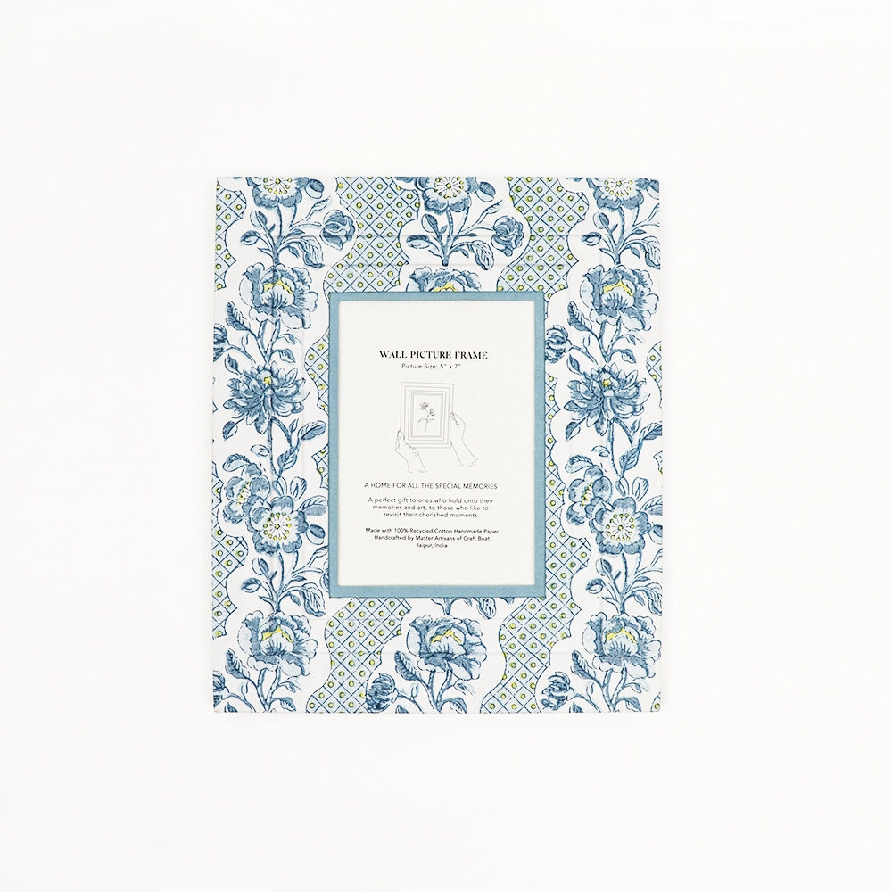 Blooming Trellis Blue Wall Photo Frame 5x7