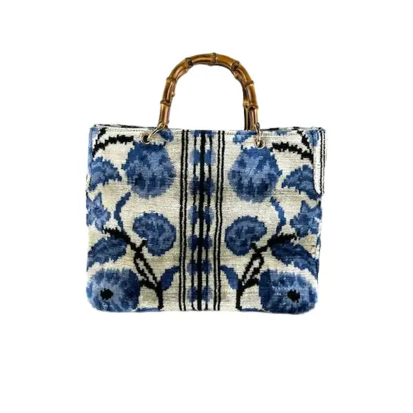 Blue Flower Print Small Avery Bamboo Bag