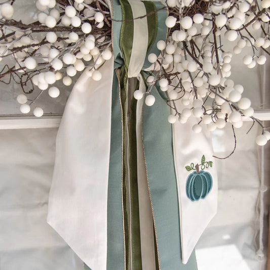 Wreath Sash | Pumpkin - Blue