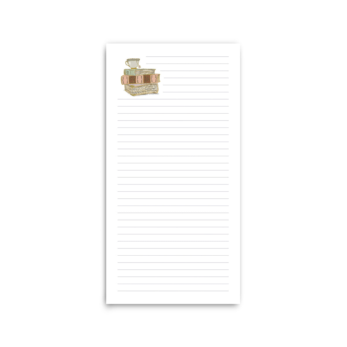 Bookstack and Teacup Notepad