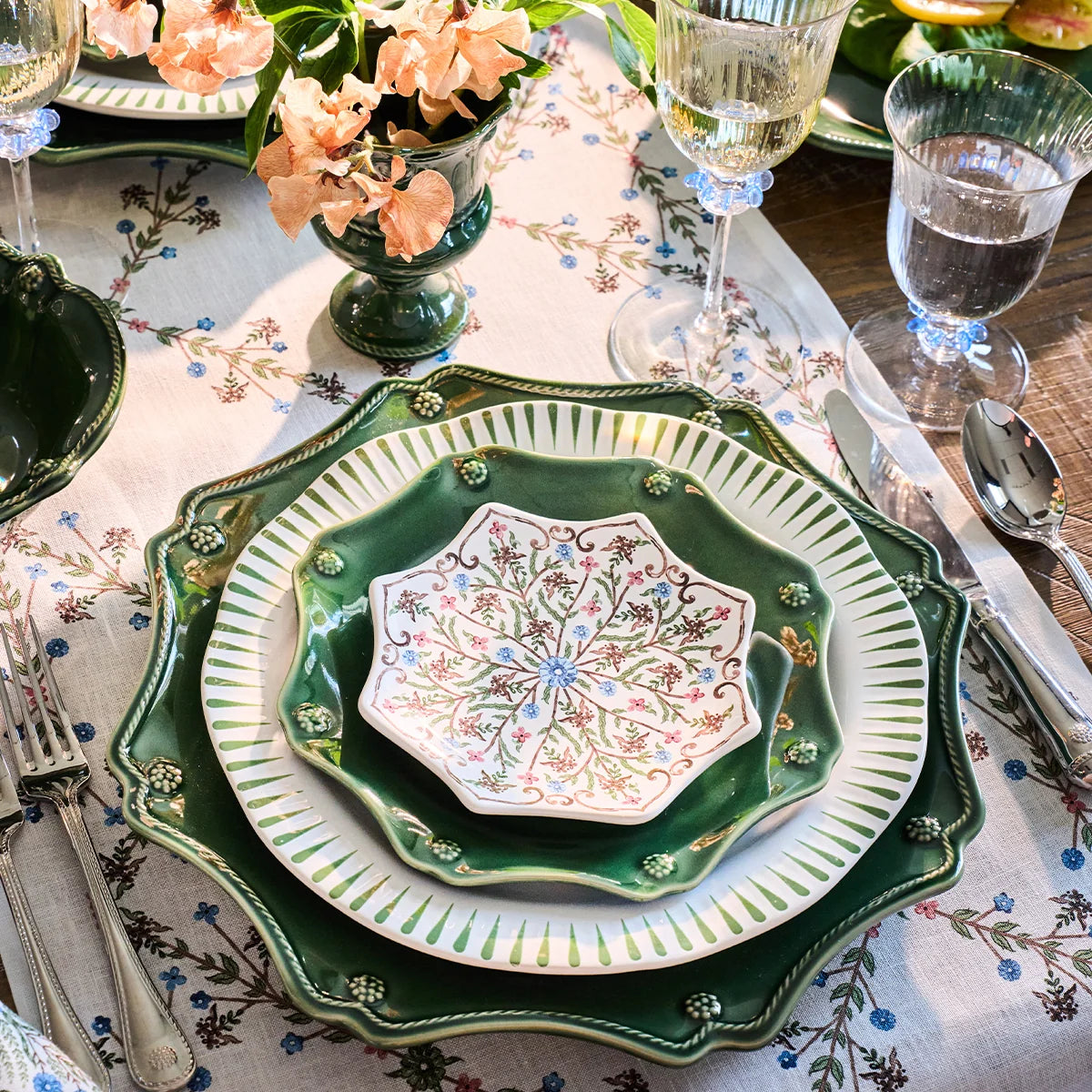 Berry & Thread Scalloped Dessert/Salad Plate | Basil