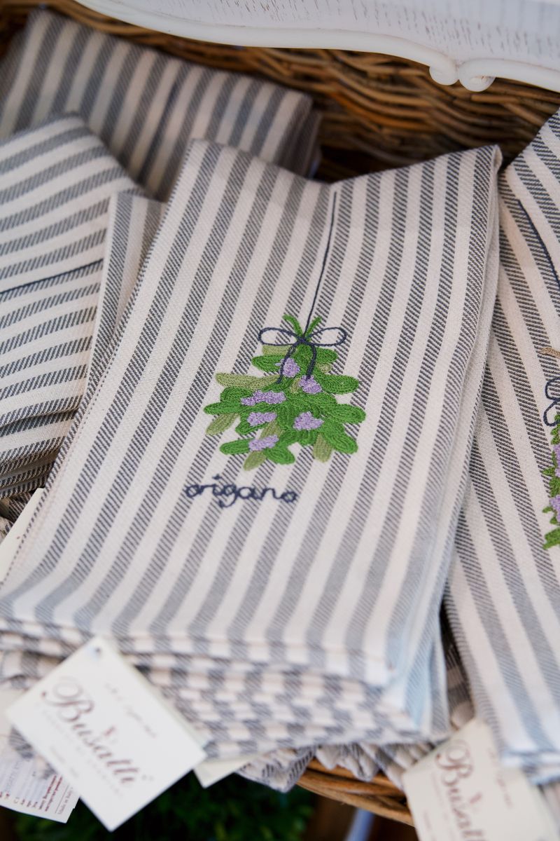 Hand Kitchen Towel with Various Herb Embroidery