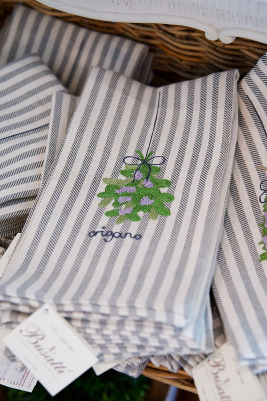 Hand Kitchen Towel with Various Herb Embroidery