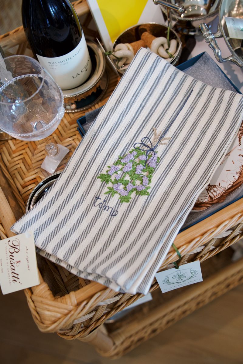 Hand Kitchen Towel with Various Herb Embroidery