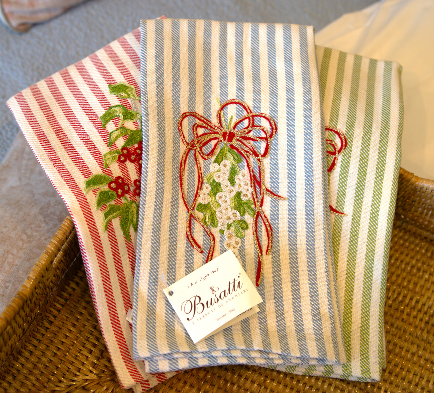 Mistletoe Light Blue | Busatti Pomelo Kitchen Towel | Col. 135