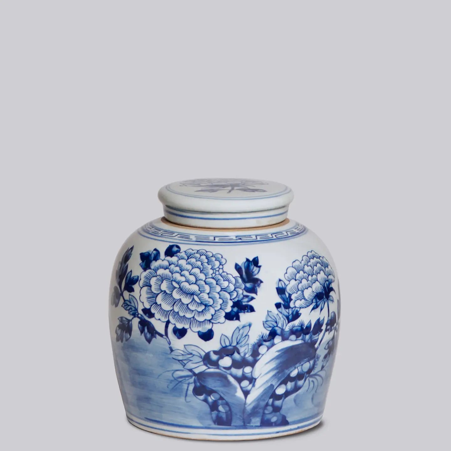 Peony Blue and White Porcelain Jar C451