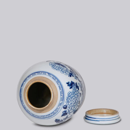 Peony Blue and White Porcelain Jar C451