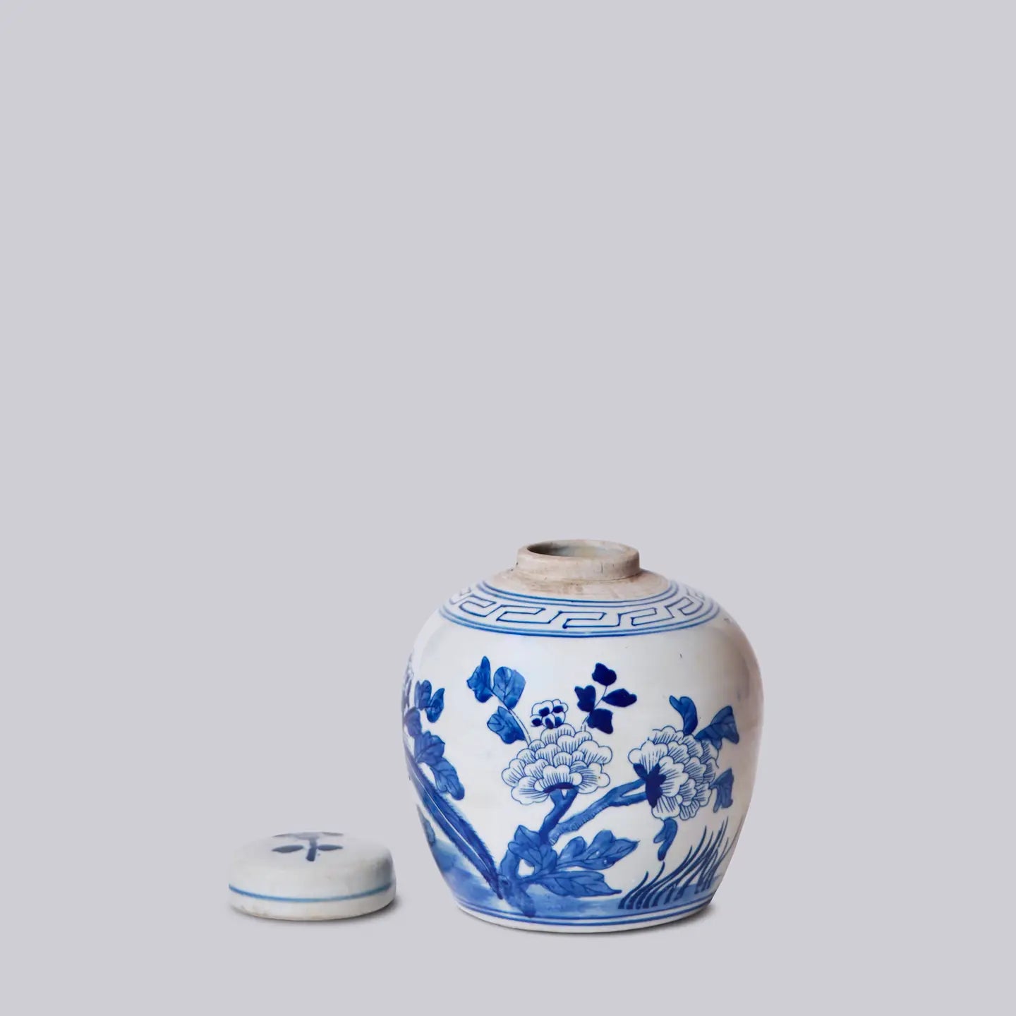 Blue and White Porcelain Pheasant Lidded Round Storage Jar C481