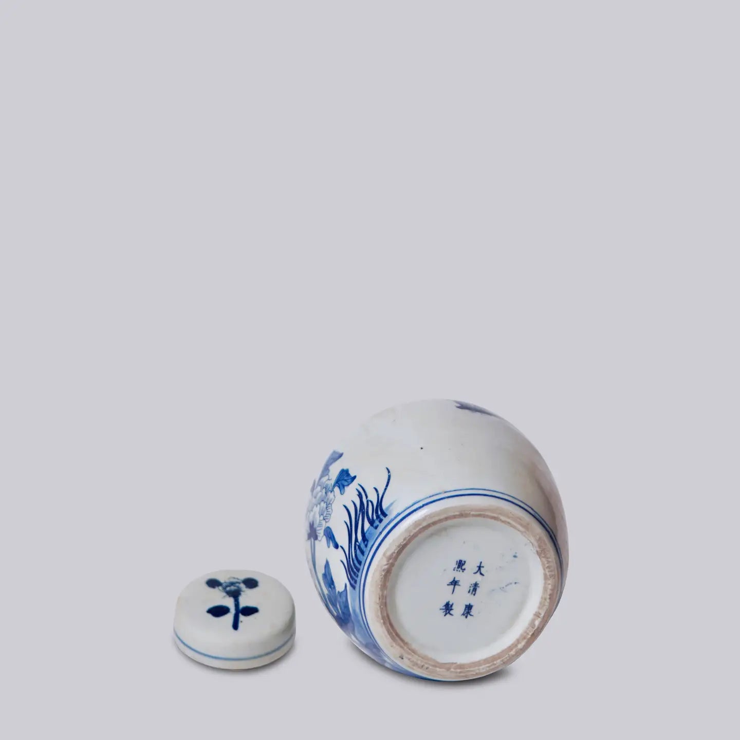 Blue and White Porcelain Pheasant Lidded Round Storage Jar C481