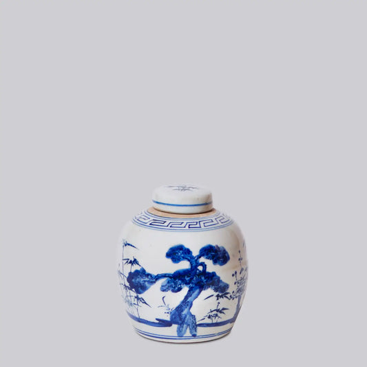 Blue and White Porcelain Three Friends Storage Jar C486