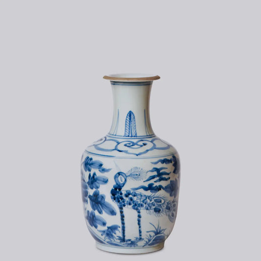 Peacock Blue and White Porcelain Mallet Vase C547