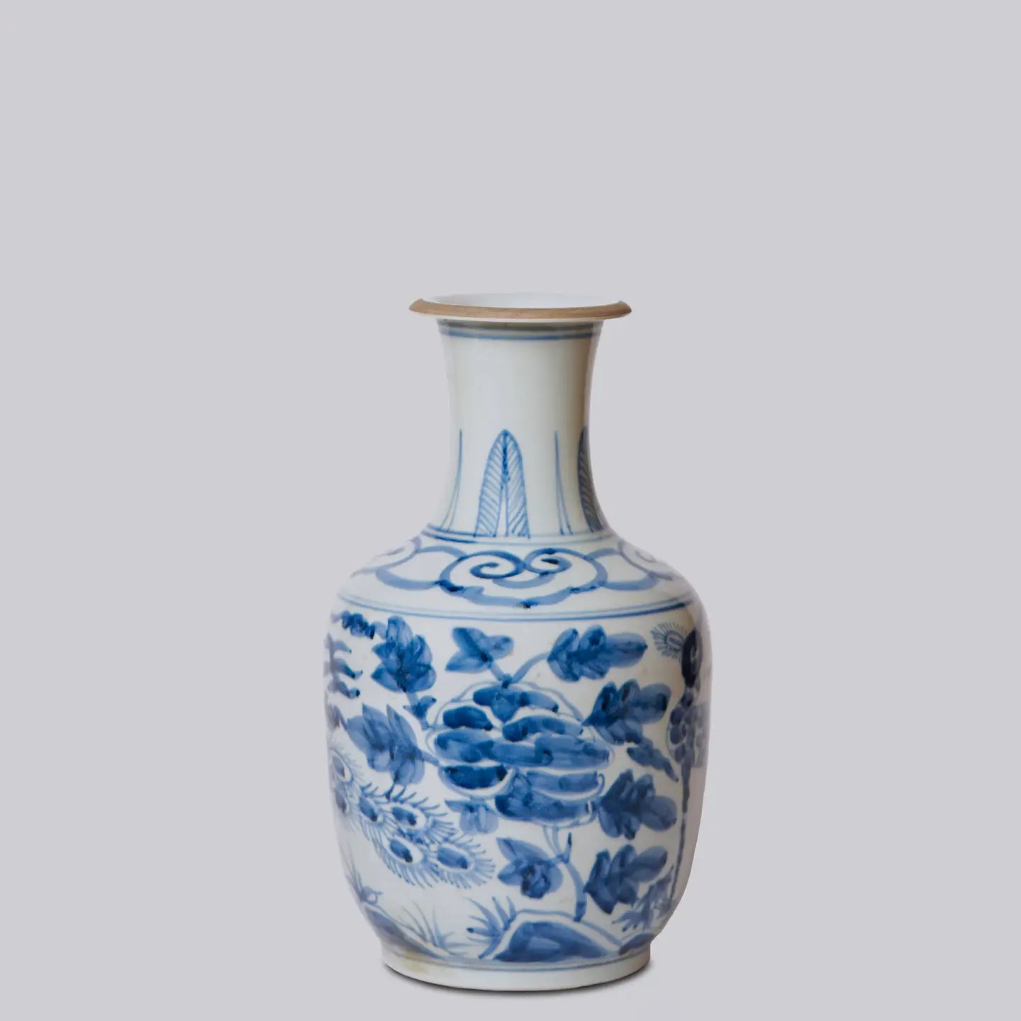 Peacock Blue and White Porcelain Mallet Vase C547