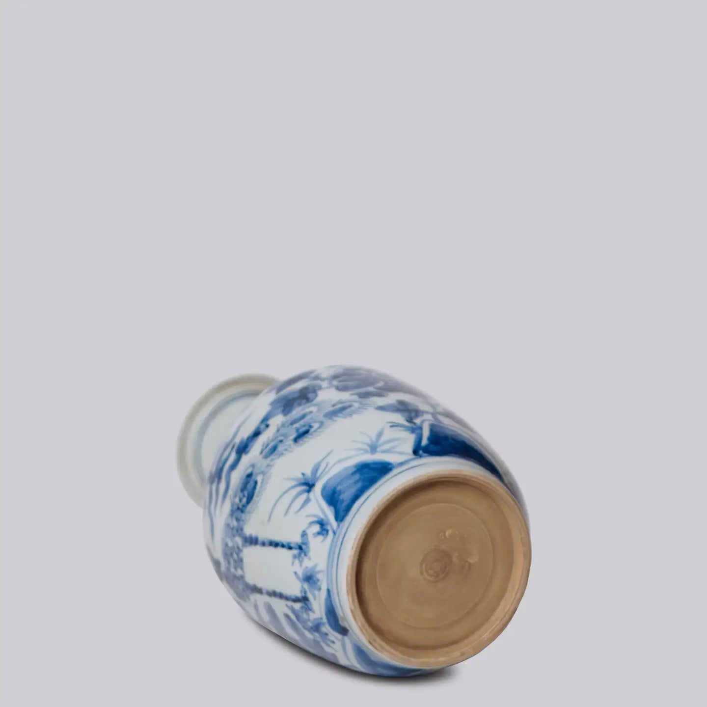 Peacock Blue and White Porcelain Mallet Vase C547