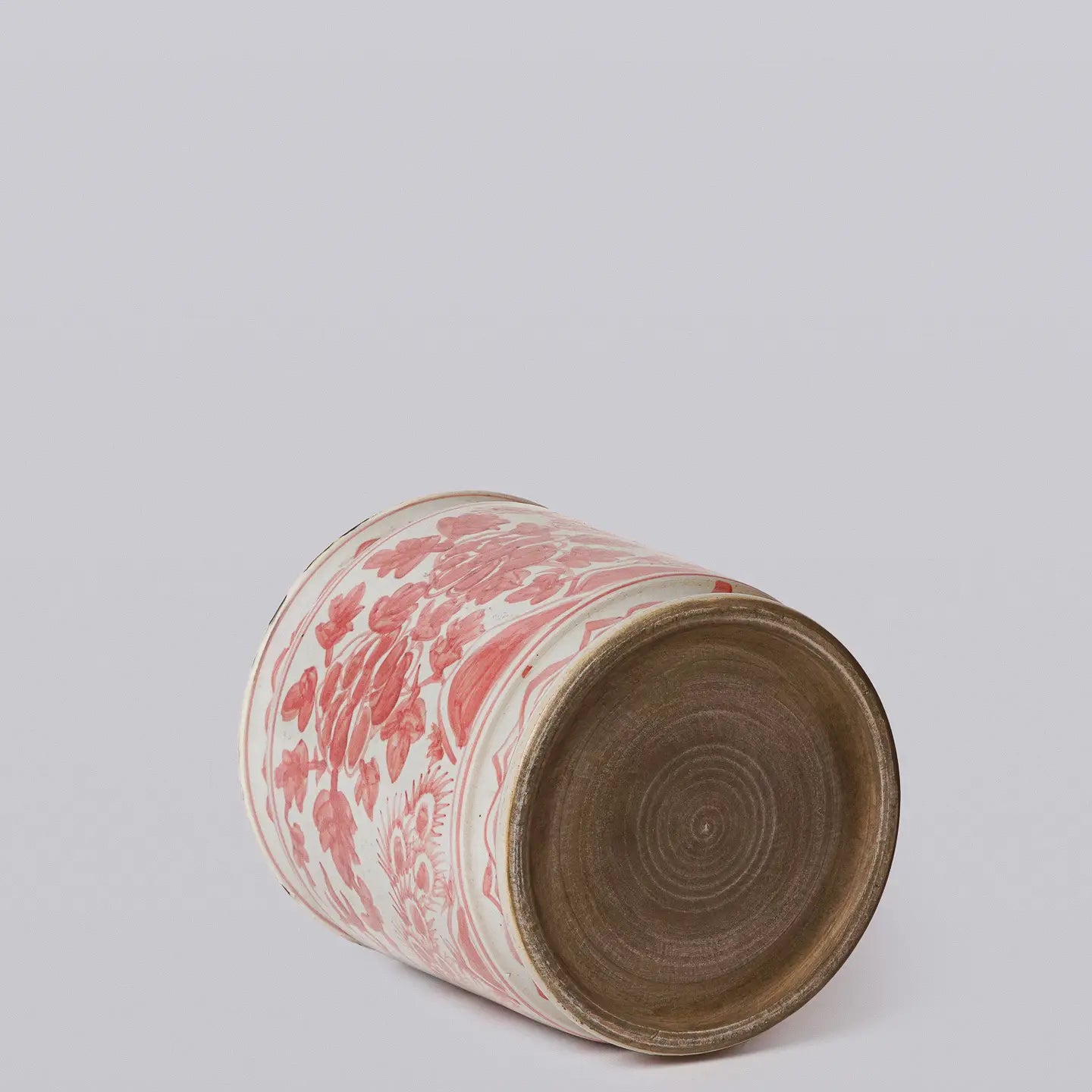 Rustic Peacock Red and White Porcelain Cachepot C750
