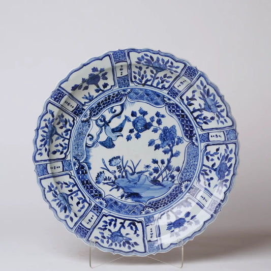Blue and White Porcelain Bird and Flower Platter C779