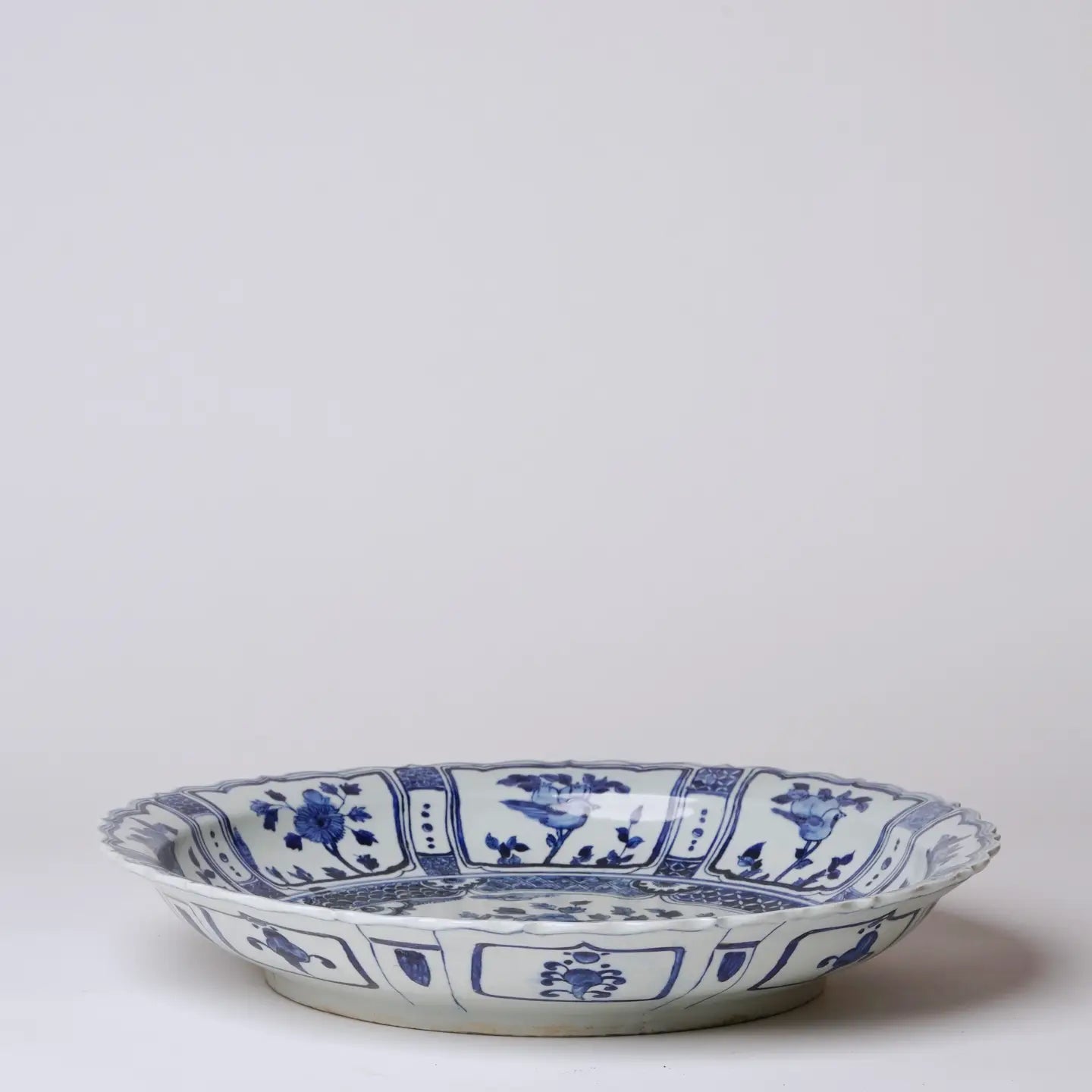 Blue and White Porcelain Bird and Flower Platter C779