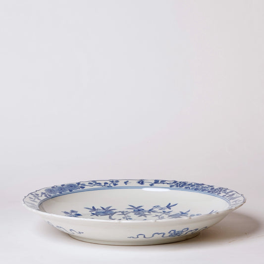 Blue and White Porcelain Bird and Flower Platter C889