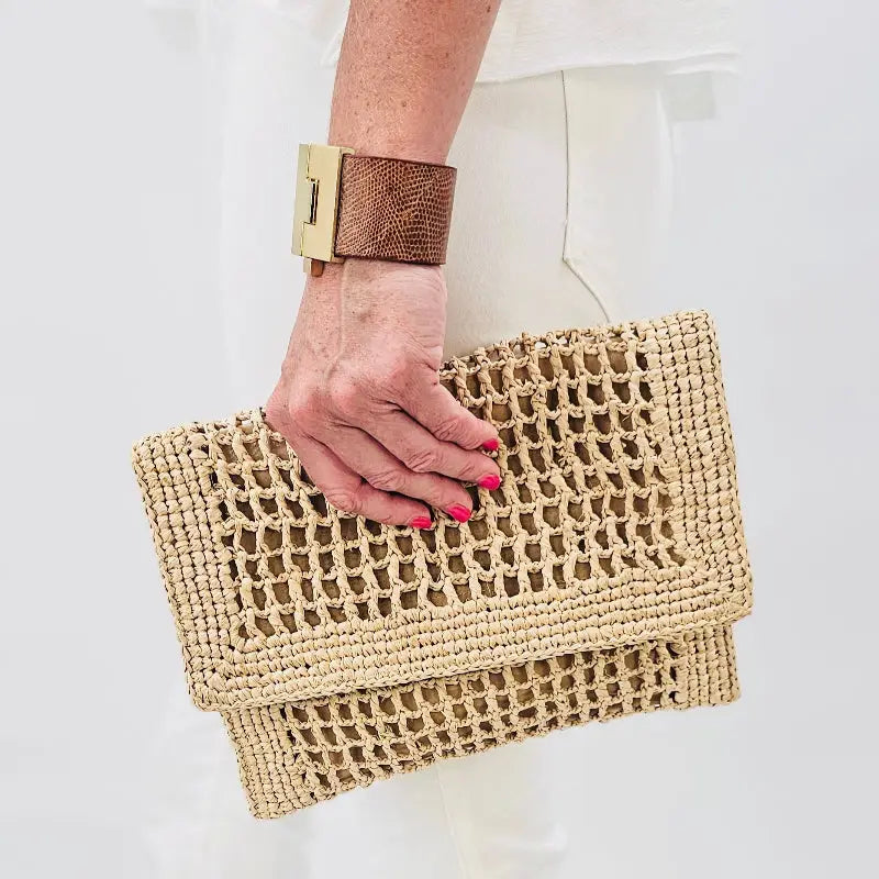 Baldiz Capri Raffia Clutch | Handwoven Raffia Evening Bag