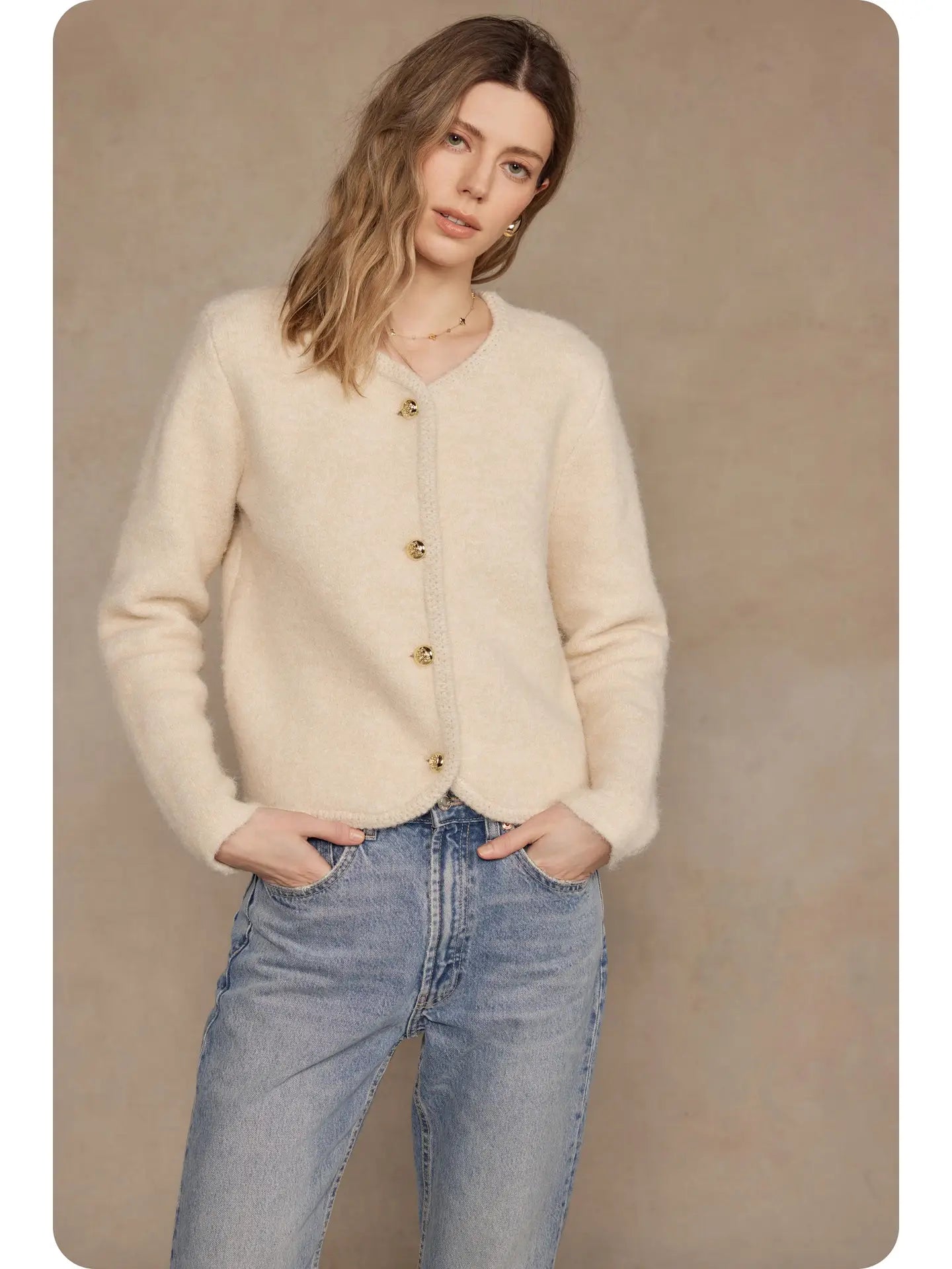 Button Down Cardigan | Cream