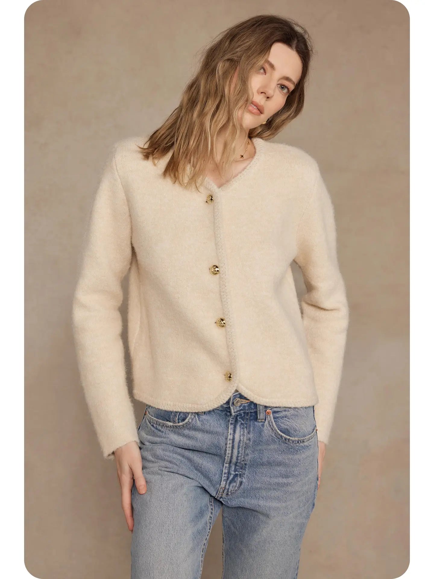 Button Down Cardigan | Cream