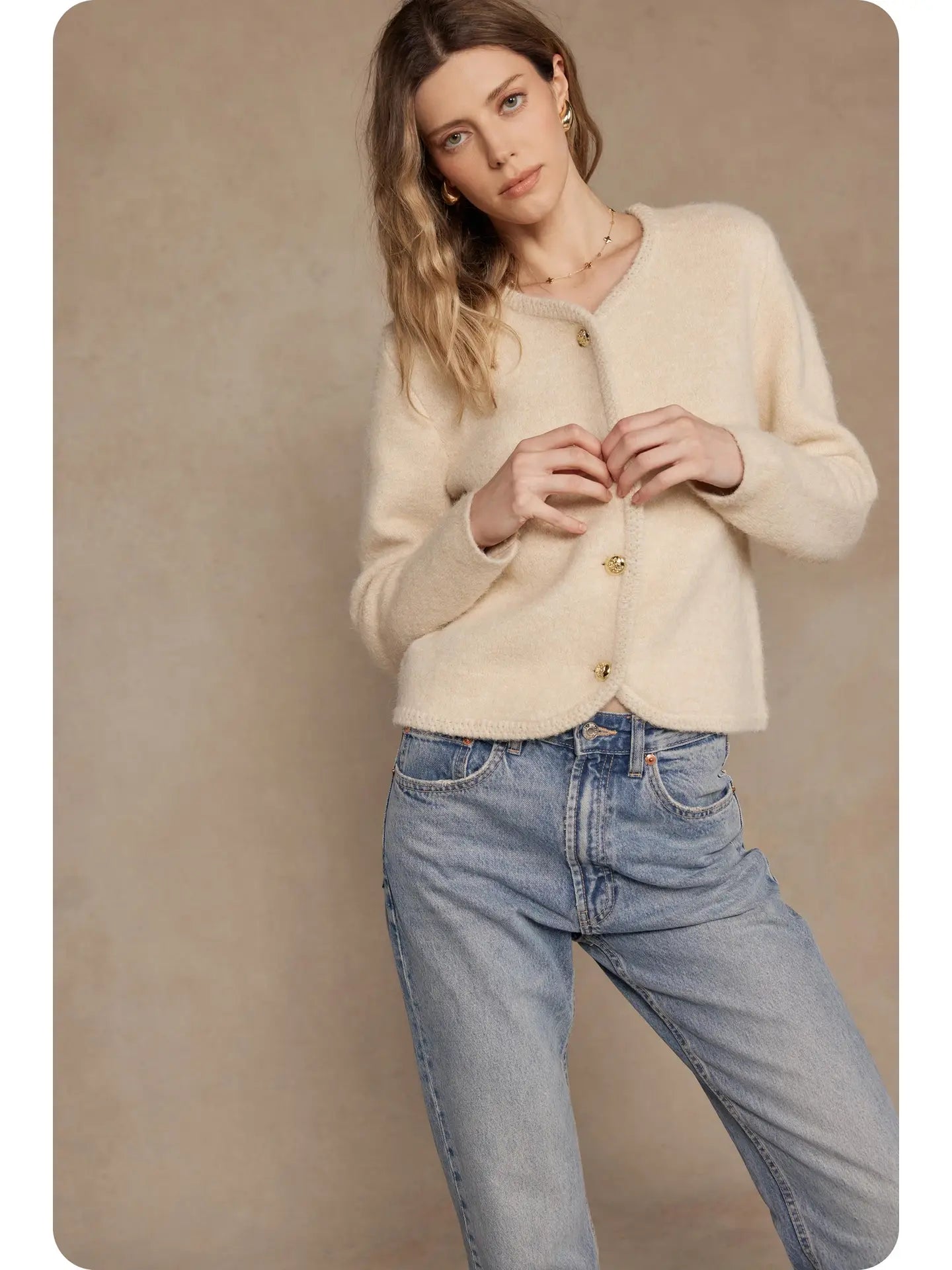 Button Down Cardigan | Cream